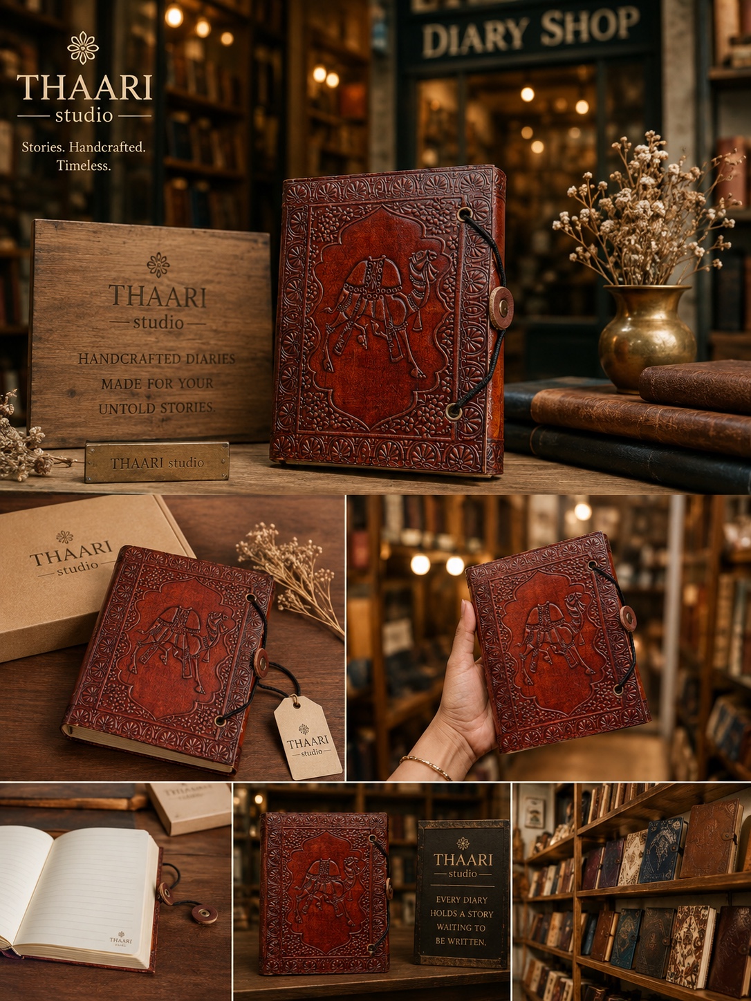 Camel Embossed Handcrafted Leather Journal