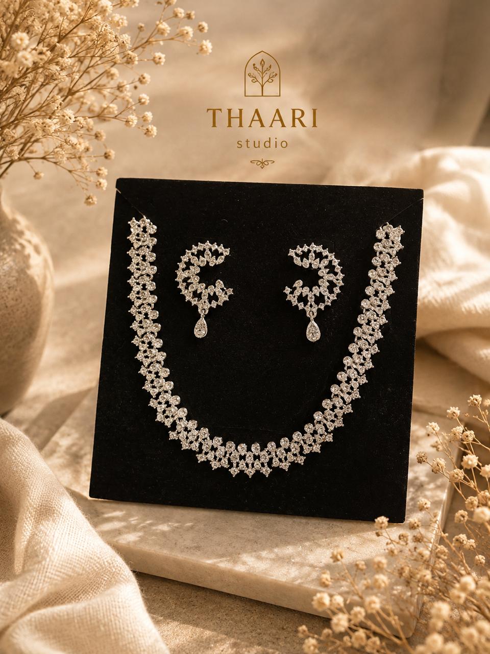 Floral Silver-Tone Necklace Set