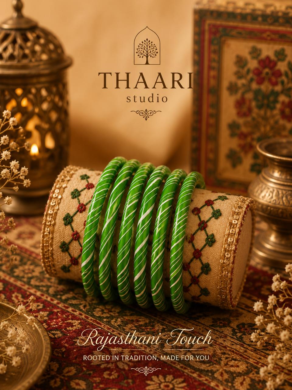 Green Silk Thread Bangle Set