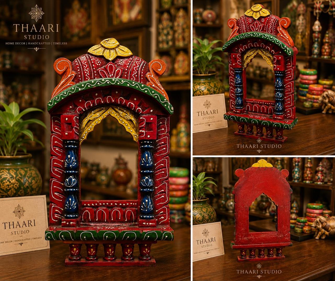Hand-Painted Rajasthani Jharokha Mirror