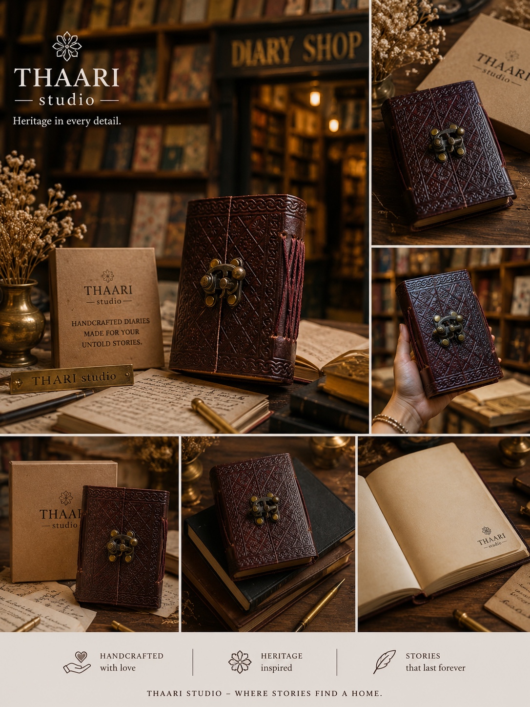Vintage Brass Clasp Handcrafted Leather Diary